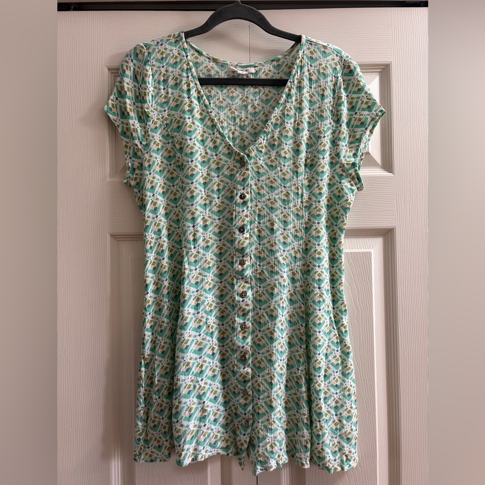 O'NEILL Dress Women’s Size L Green Geometric Matilda Short Dress Summer